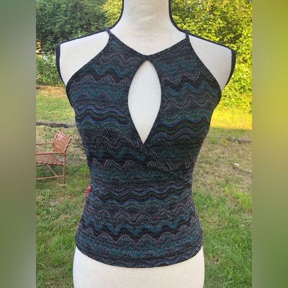 Vintage Y2K Metallic Threading Party Top - Picture 4 of 11